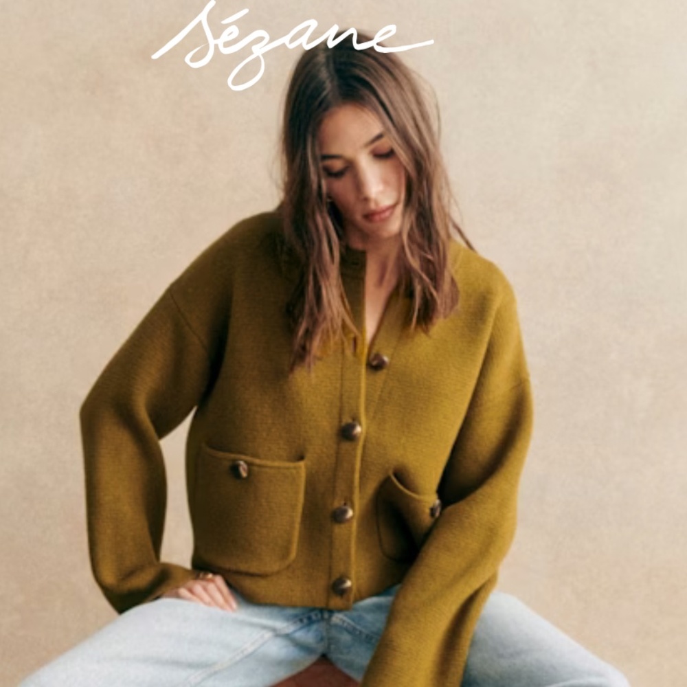 Sezane Valerio Jacket Olive Green size M, EUC